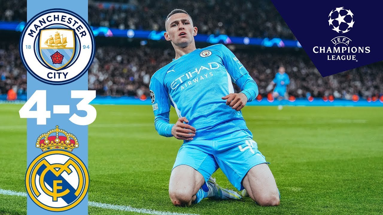 Man City thắng với tỉ số 4-3 sau trận đấu giữa Man City và Real Madrid mãn nhãn và siêu kịch tính ở Etihad